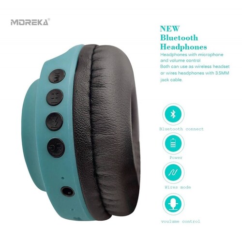 Diadema Moreka 800BT, Bluetooth, Estéreo, FM Radio, Micro SD/TF Card, Manos Libres