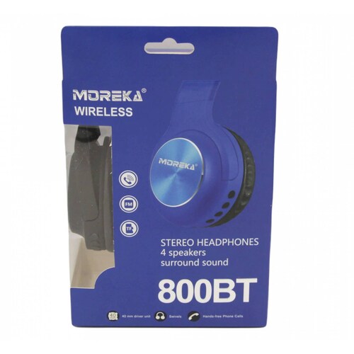 Diadema Moreka 800BT, Bluetooth, Estéreo, FM Radio, Micro SD/TF Card, Manos Libres