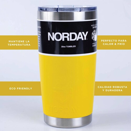 Vasos de Acero Inoxidable - Termo Tumbler | Vaso Termico 20 Oz | Mantiene Temp hasta 24hs. 20oz - 600ml Amarillo