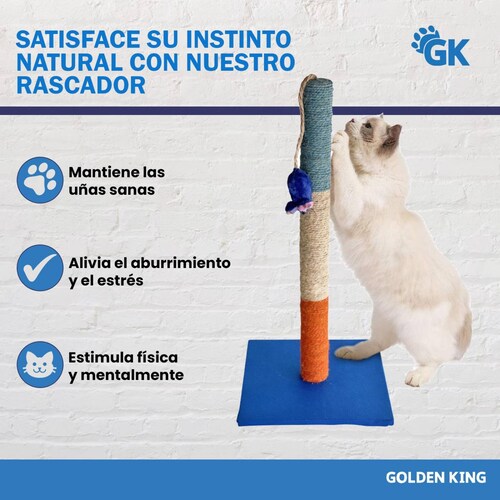 Golden King | Poste Rascador para Gatos 1 Metro de Alto Juguetes para Gatos. 