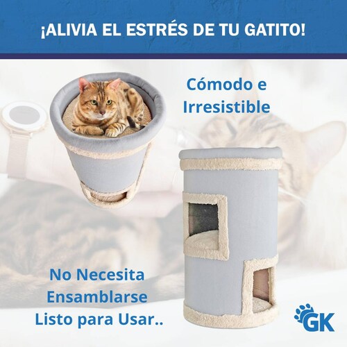 Golden King |Casa cama rascador para Gatos 75 cm de Alto 3 niveles| Accesorios para gatos. 