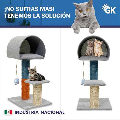 Golden King | Casa Cama Poste Rascador típo Iglú para Gatos 75 cm de Alto | Juguetes para Gatos. 