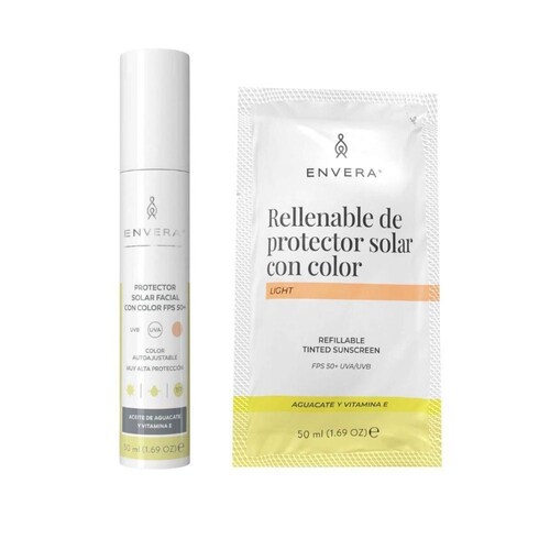 Protector Solar Facial + Rellenable Envera FSP 50+ 100ml Light