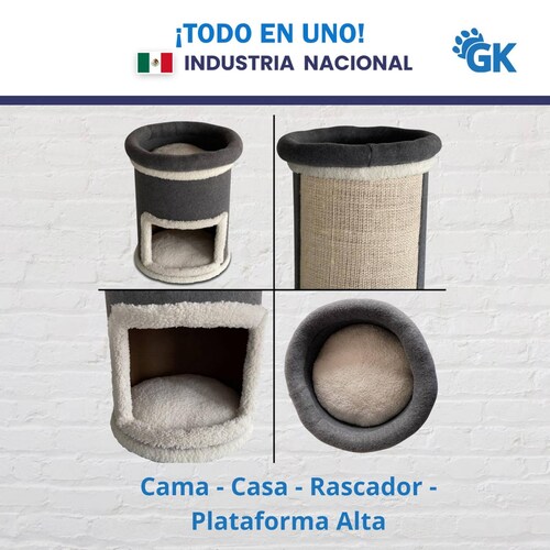 Cama Rascador para Gatos 100% Sisal Natural Incluye Catnip Gris oscuro mini