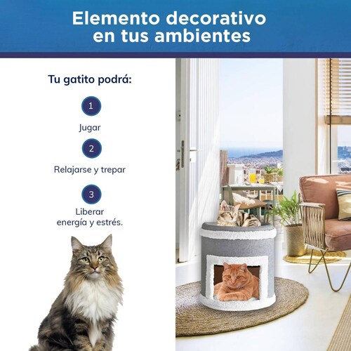 Cama Rascador Casa para Gatos Mexicano Incluye Catnip GRIS CLARO mini jumbo