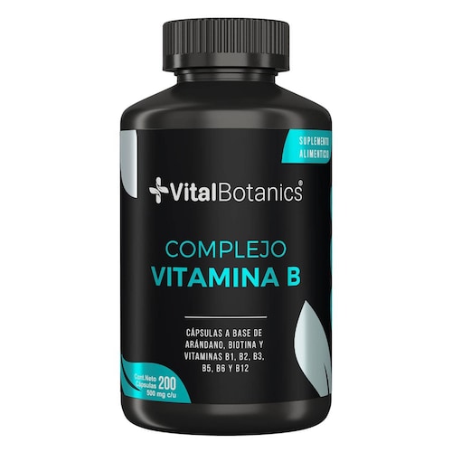 Complejo B Vitaminas B1 B2 B3 B5 B12 200 Caps Vitalbotanics 