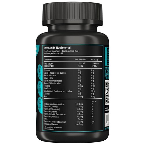 Complejo B Vitaminas B1 B2 B3 B5 B12 200 Caps Vitalbotanics 