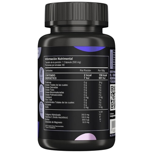 Biotina Pura + Colageno Hidrolizado con 60 capsulas 