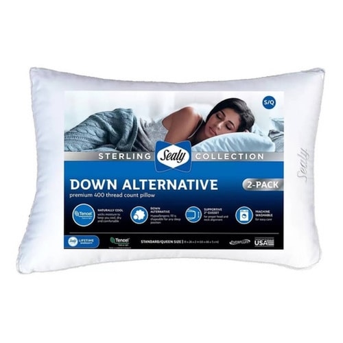 Sealy Juego 2 Almohadas De Plumón Alternativo Hipoalergénica Estándar/queen.