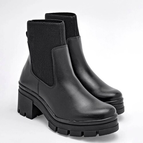 BOTA CON ELASTICO Y  PLATAFORMA de Green love Para Mujer Negro 93151 T7