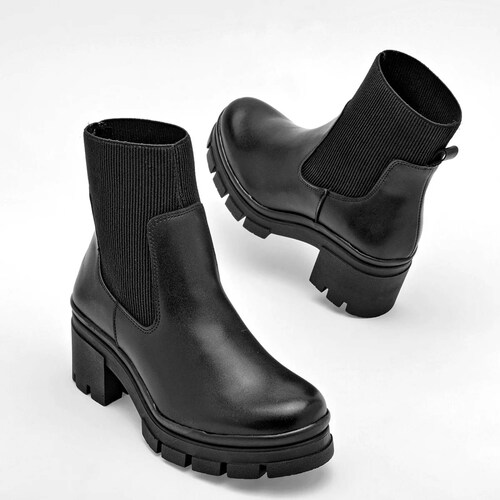 BOTA CON ELASTICO Y  PLATAFORMA de Green love Para Mujer Negro 93151 T7