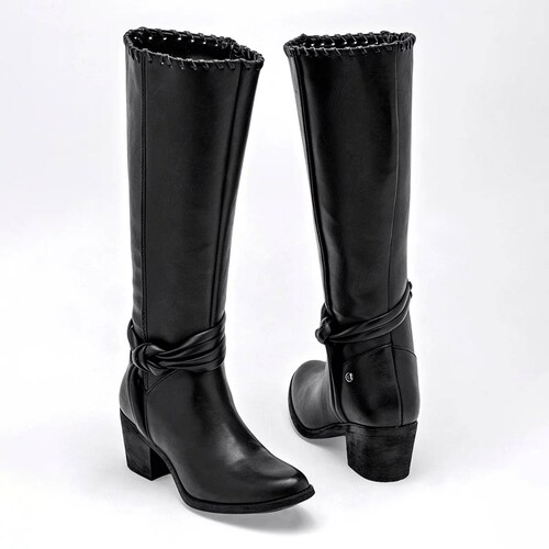 BOTA VAQUERA LARGA de Moramora Para Mujer Negro 110886 T7