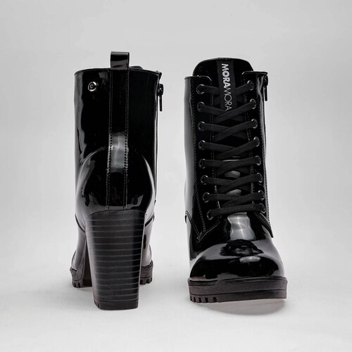 BOTA CHAROL CON AGUJETA Y TACON CUADRADO de Moramora Para Mujer Negro 2011030 T7