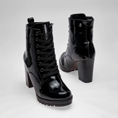 BOTA CHAROL CON AGUJETA Y TACON CUADRADO de Moramora Para Mujer Negro 2011030 T7