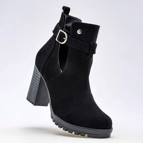 BOTA GAMUZA CON HEBILLA  de Moramora Para Mujer Negro 2011042 T7
