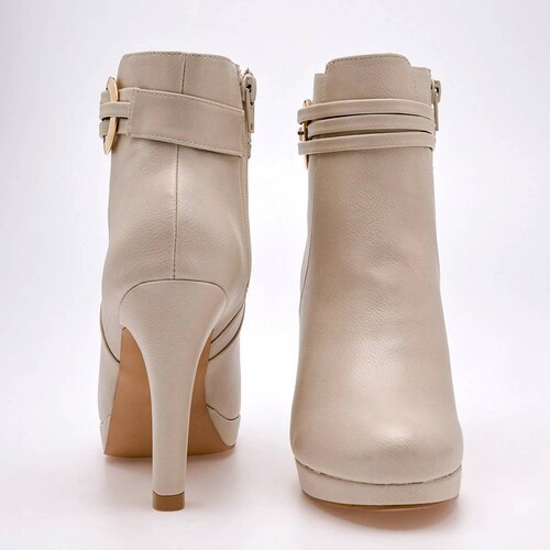 BOTIN CHAROL CON PLATAFORMA de Pietro alessandro Para Mujer Beige 342 T7