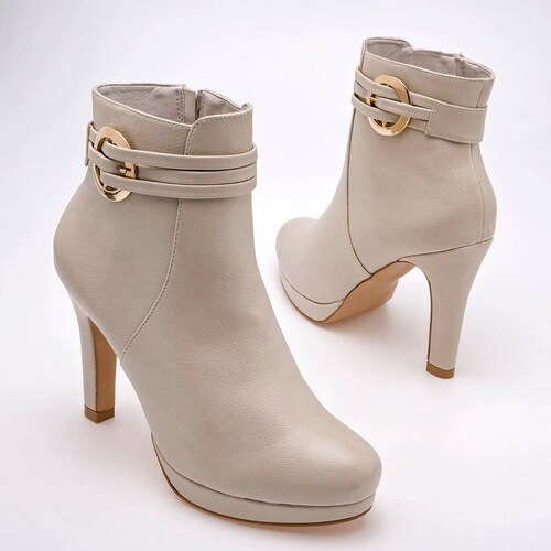 BOTIN CHAROL CON PLATAFORMA de Pietro alessandro Para Mujer Beige 342 T7