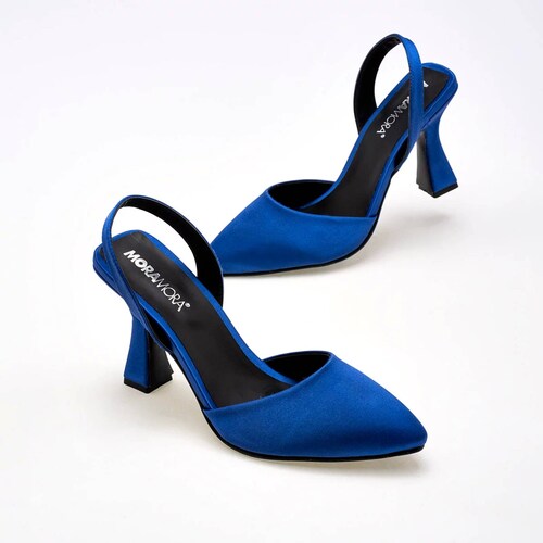 ZAPATILLA DE PUNTA CON TACON PIRAMIDE de Moramora Para Mujer Azul 1954003 T7