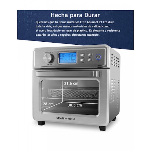Horno/freidora De Aire 21 L Digital Programable Elite EAF-8190DB Acero