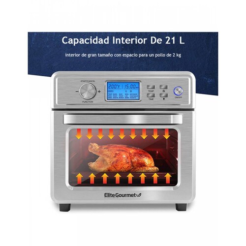 Horno/freidora De Aire 21 L Digital Programable Elite EAF-8190DB Acero