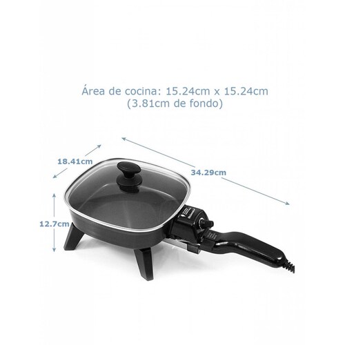 Mini Sartén Eléctrico Elite EFS-400 Negro Tecnología Cocina Fácil.