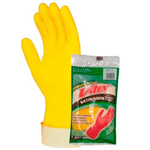 Vitex Guante látex doble capa Clásico limpia todo amarillo