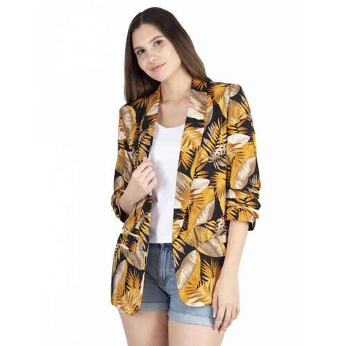 Blazer tropical hojas amarillas AMAD para dama 