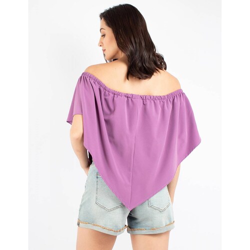 Blusa hombros descubiertos con olán en pico 