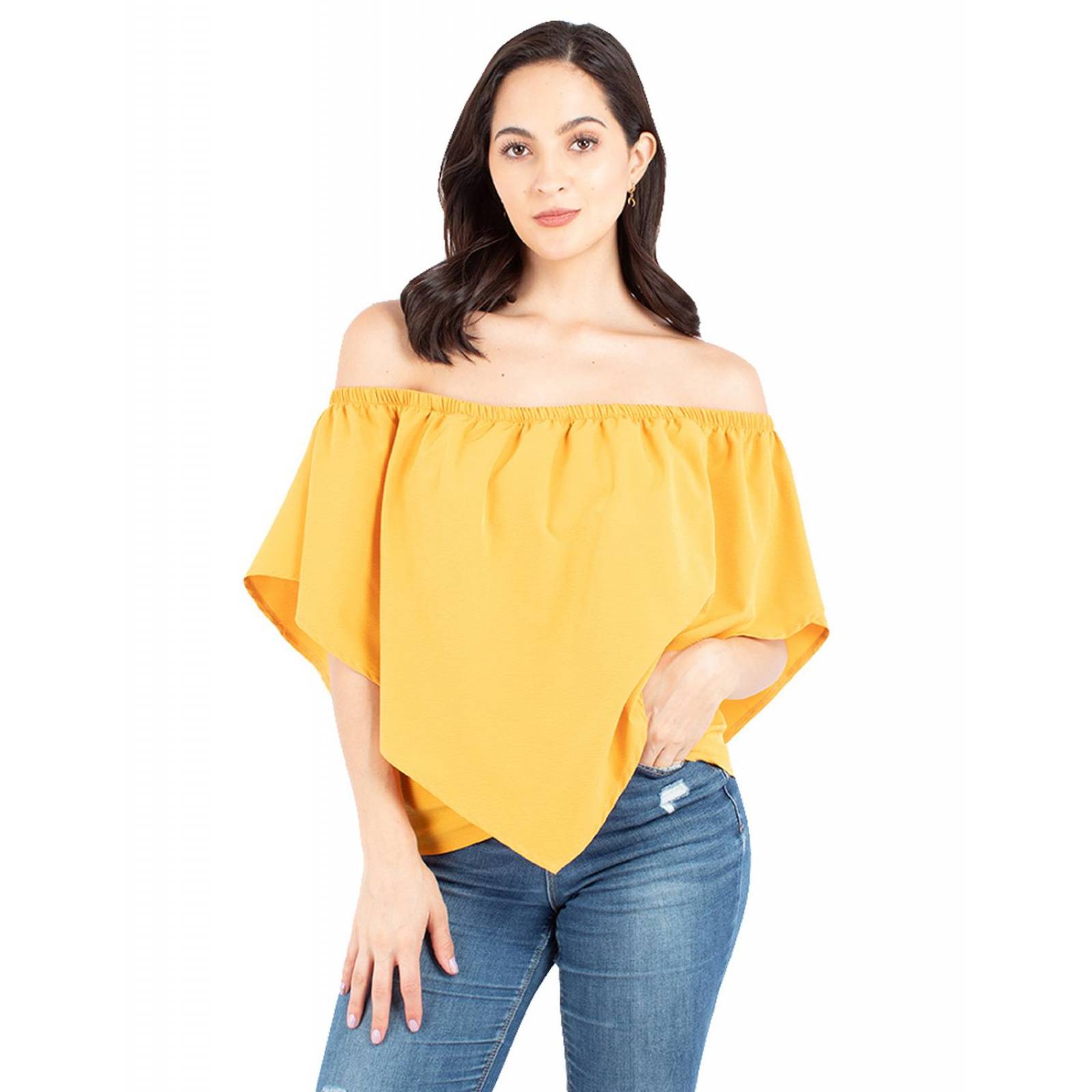 Blusa amarilla hombros descubiertos sale