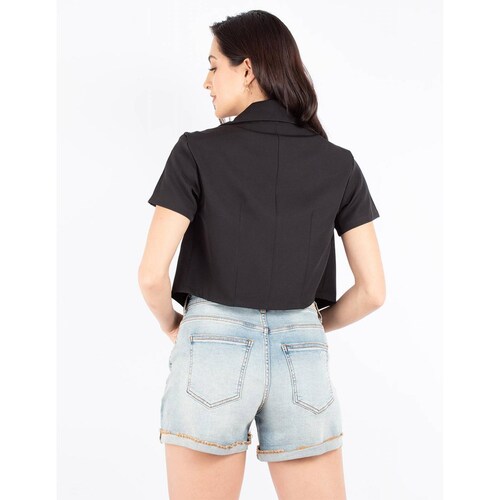 Blazer crop manga corta 