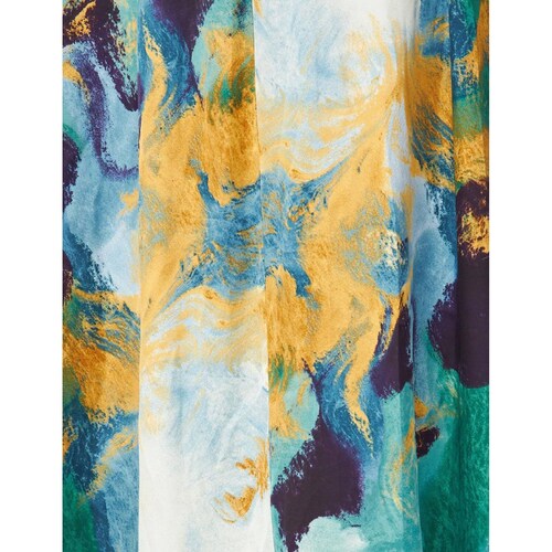 Vestido satinado print verde, cuello halter 