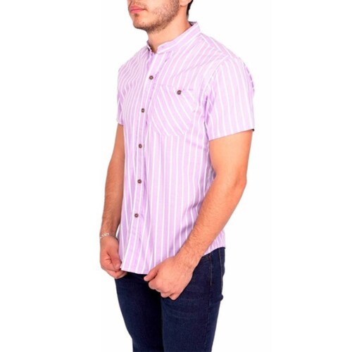 Camisa Para Hombre Mao Lila Slim Fit Rayas Take it CM5001