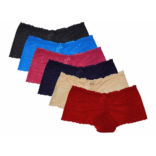 Pack de 6 Piezas Boxer Cachetero De Encaje Tatys Fashion con 6 ...