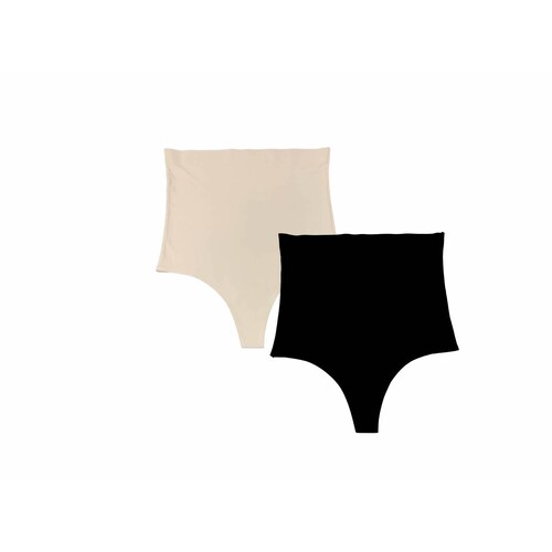 Paquete de 2 Faja Tipo Tanga Sin Costuras Invisibles Tatys Fashion 1 Negra  y 1 Nude
