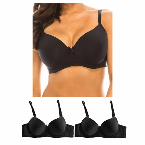 Pack de 3 Piezas Brasier Con Varilla COPA D Tatys Fashion, Color Negro.
