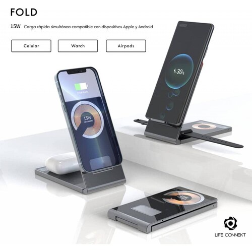 Cargador De Celular 3 en 1 Inalámbrico 15 w 