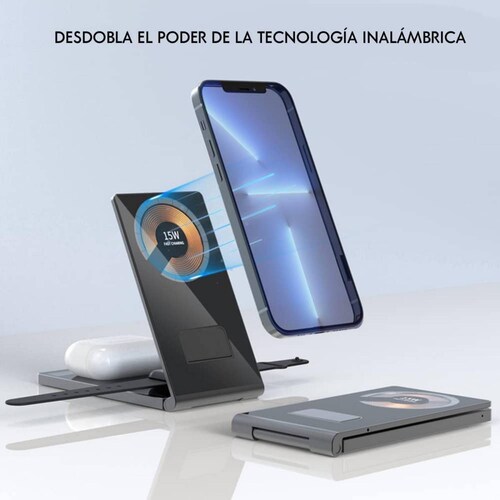 Cargador De Celular 3 en 1 Inalámbrico 15 w 