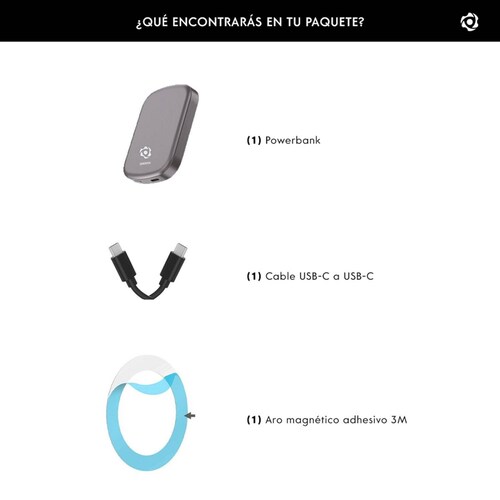 Batería Powerbank MagSafe inalámbrico 10,000 mAh Gris