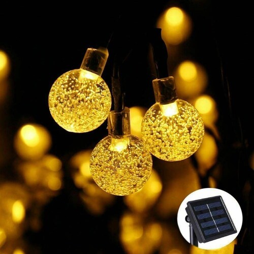 Serie de 30 Y 50 Luces Led Solares Para Exteriores Amarillo 30 Focos Led luz Cálida (4.25 mts)
