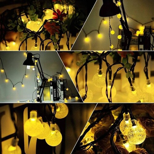 Serie de 30 Y 50 Luces Led Solares Para Exteriores Amarillo 30 Focos Led luz Cálida (4.25 mts)