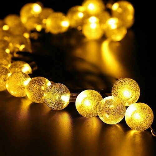 Serie de 30 Y 50 Luces Led Solares Para Exteriores Amarillo 30 Focos Led luz Cálida (4.25 mts)