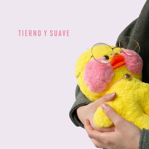 Pato de peluche Lalafanfan con accesorios, lentes, bolso, collar (30 cm) Amarillo Amarillo / Bolitas