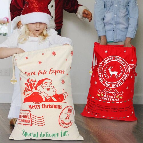 Bolsas de regalo de Navidad con cordón, bolsas de regalo de Navidad reutilizables Vino
