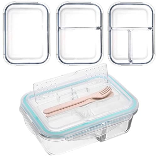 Juego de 3 recipientes Brandtrendy de vidrio diferentes divisiones para balancear tus alimentos.