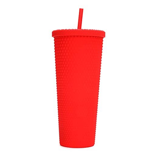 Vaso texturizado de tachuelas 710 ml libre de BPA Rojo