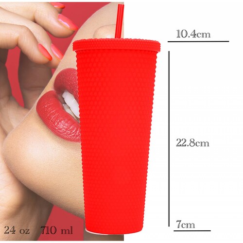 Vaso texturizado de tachuelas 710 ml libre de BPA Rojo