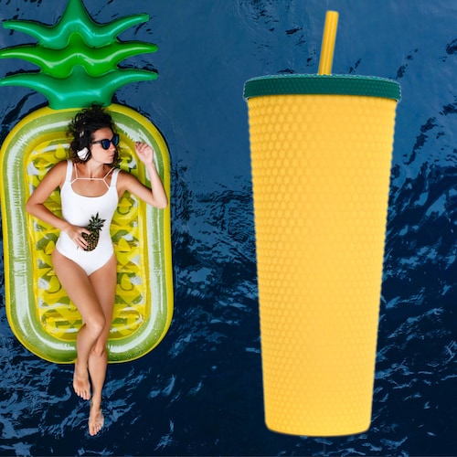 Vaso tachuelas 710 ml plástico libre de BPA Piña