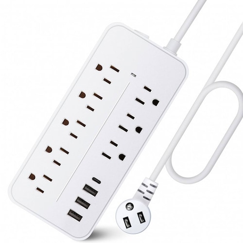 Multicontactos con 8 salidas AC 3USB y 1 USB Tipo C maxima Seguridad y Rendimiento