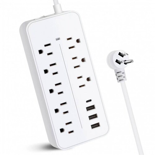 Multicontactos con 8 salidas AC 3USB y 1 USB Tipo C maxima Seguridad y Rendimiento