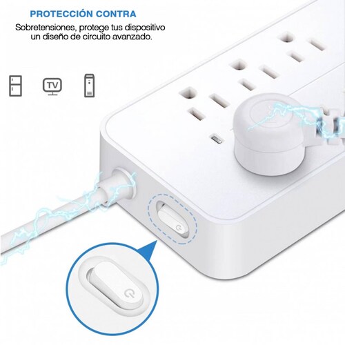 Multicontactos con 8 salidas AC 3USB y 1 USB Tipo C maxima Seguridad y Rendimiento
